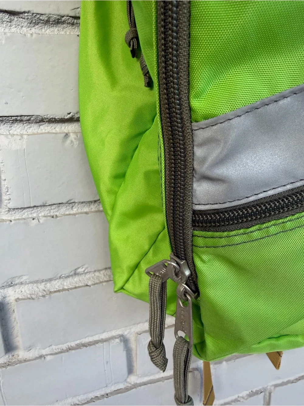L.L.Bean Backpack Lime Green Reflective School Travel Daypack Tabarini 19”
